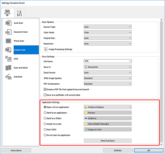 figure: Settings dialog box